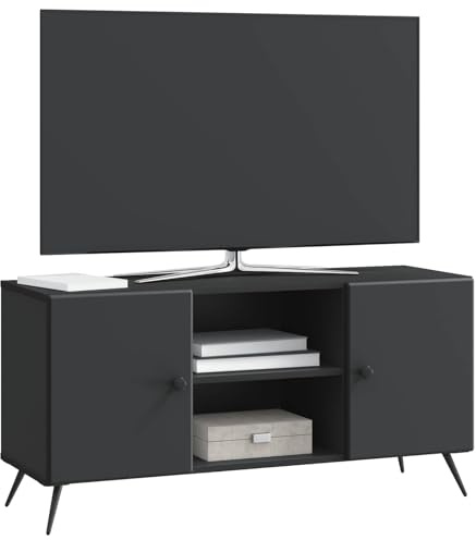 vidaXL TV-Schränk Schwarz 102 x 34,5 x 50 cm Holzwerkstoff, Wohnzimmer, Rechteckiger TV-Ständer, Moderner Halter, Großer Stauraum, Medienkonsole mit vielen Regalen