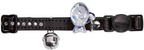HUNTER MODERN ART LUXUS Katzenhalsband, Kunstleder, Strasssteine, Sicherheitsverschluss, schwarz
