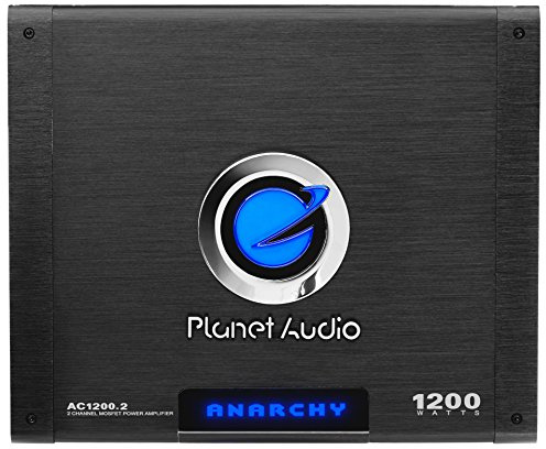 Planet Audio AC1200.2 2 Channel Car Amplifier - 1200 High Output, High/Low Level Inputs, High/Low Pass Crossover, Hook Up to Subwoofer for Bass