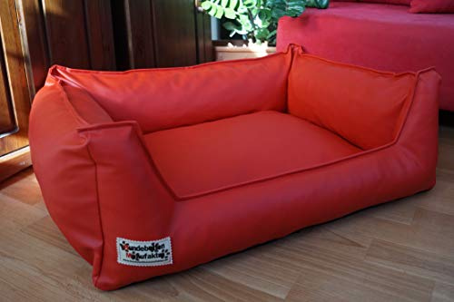 Hundebettenmanufaktur Hundebett Hundesofa Schlafplatz Kunstleder Similpelle 105 cm X 80 cm rot