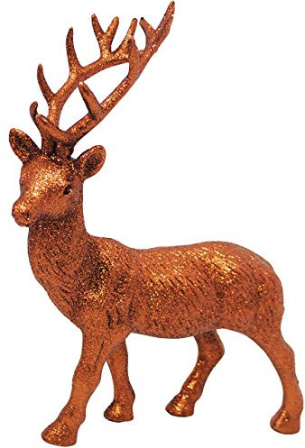 alles-meine.de GmbH 1 Stück Hirsch/Rentier -rot golden Glitzernd & Glänzend - ideal als Deko & Schmuckständer - Schmuckbaum - Dekohirsch glänzend - Weihnachten/Weihnach..
