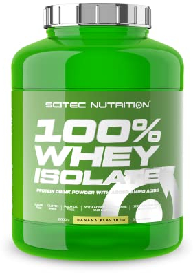 Scitec Nutrition 100% Whey Isolate - Puro Poder Proteico con BCAAs - Glutamina y Arginina - Fórmula sin Azúcar ni Gluten, 2 kg, Plátano