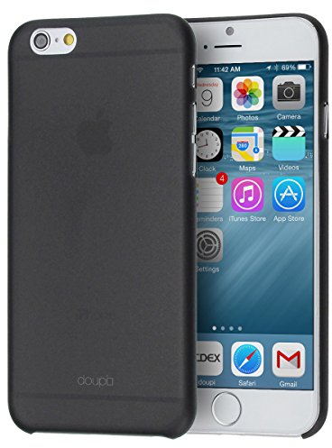 doupi UltraSlim Hülle kompatibel für iPhone 6 Plus / 6S Plus (5,5 Zoll), Ultra Dünn Fein Matt Handyhülle Cover Bumper Schutz Schale Hard Case Taschenschutz Design Schutzhülle Hardcase, schwarz