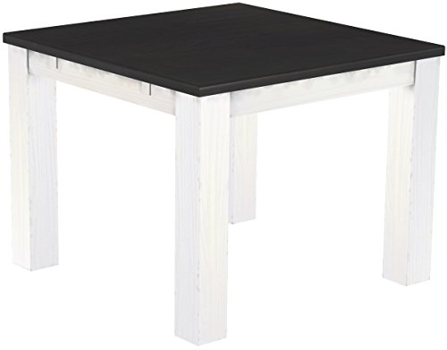 Esstisch Rio Classico 100x100 cm Ebenholz Weiß Holz Pinie Massivholz Esszimmertisch Echtholz ausziehbar vorgerichtet für Ansteckplatten Brasilmöbel