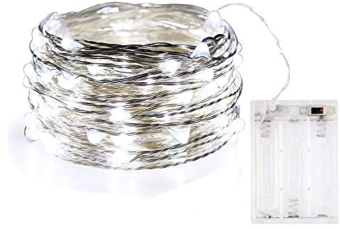 BOLWEO 10ft/3M 30LEDs Cool White LED String Light,Battery Operated Christmas Tree Decoration Lights,Waterproof Copper Wire Lighting for Outdoor Indoor Home Garden Bedroom