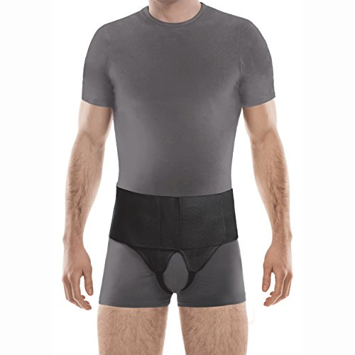 TOROS-GROUP Hernie Leistenbruch Gürtel Unterstützung für reduzierbaren Leistenbrüche Hernia Truss Beiderseitig Large Schwarz