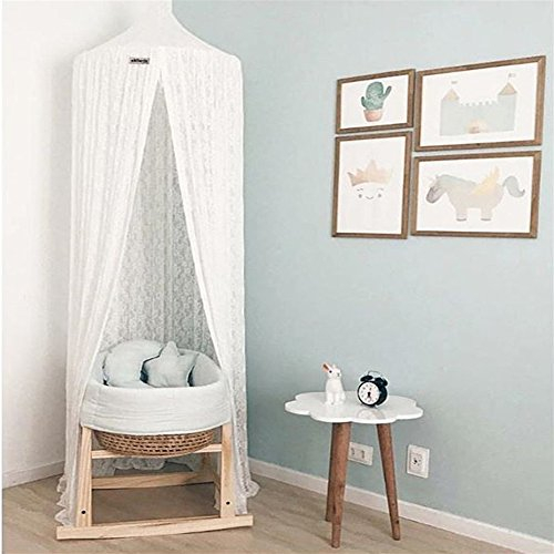 Ommda Moskitonetz Bett Kinder und Baby Betthimmel Moskitonetz Spitze süß und romantisch für Kinderzimmer und Schlafzimmer Weiß 240x50cm (HöhexDurchmesser)