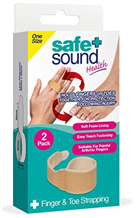 Safe and Sound Soft-Touch Finger and Toe Strapping, Washable Fabric with Small Velcro Fastening, 2 Pack