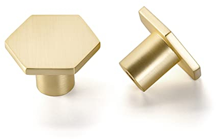 LONTAN 10 Stück Möbelknöpfe Gold Schrankknöpfe Möbelknöpfe Metall Schrankknöpfe Hexagon Schubladenknauf Knöpfe Schrank Schubladenknöpfe Zinklegierung Kommodenknöpfe