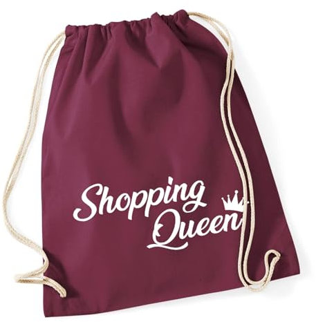 Huuraa Sporttasche Shopping Queen Geschenk 12 Liter Burgundy Baumwolle Shopping Queen Überraschung
