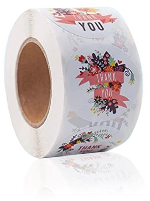 HIUOUIH Danke Aufkleber Rolle 500 Stück, Thank You Sticker rund 3,8 cm, selbstklebende Papieretiketten mit 8 Designs, Regenbogen-Optik für Small Business Verpackungen, Tüten, Karten und Geschenke