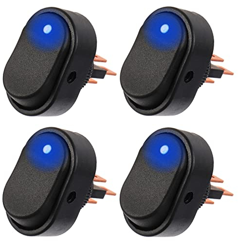 EPLZON 12V 30A SPST 3 pin 2 posizioni impermeabile LED interruttore a bilanciere per auto camion camper moto barca Marine Control (confezione da 4 pezzi, Blu)