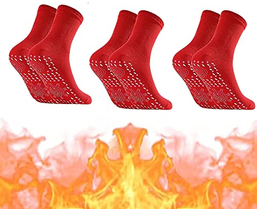 GOLDP 3pair Tourmaline Slimming Health Sock, Thermotherapeutic Sock, Self Heating Socks, Heated Ski Socks, Massage Socks (C)