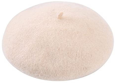 KEERADS Frauen einfarbige verstellbare Wollmütze Wolle warme Mütze im Herbst und Winter Baskenmütze Creme