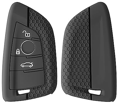 kwmobile Autoschlüssel Schutzhülle kompatibel mit BMW 3-Tasten Smart Key Autoschlüssel Hülle - Schlüsselhülle aus Silikon - in Grau Schwarz