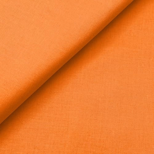 Popeline Stoff Uni Baumwollstoff 100% Baumwolle Webware Meterware (Orange, 200 cm x 155 cm)