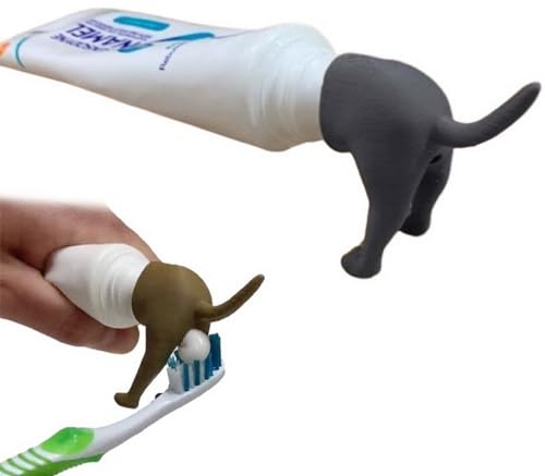 Deckel für Zahnpasta für kackende Hunde, Zahnpasta-Spender für Hundekot, lustiger Zahnpasta-Deckel, Pooping Dog Toothpaste Lid, Pooping Dog Butt Toothpaste Topper, Funny Creative Toothpaste (Grau)