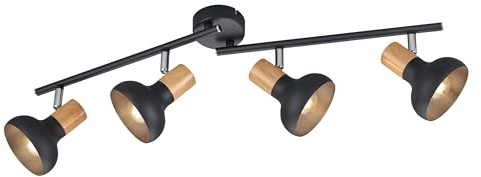 RL LIVE YOUR LIGHT Reality Leuchten Spotbalken Latika R81524032, Metall Schwarz matt, Holznachbildung, exkl. 4x E14 |