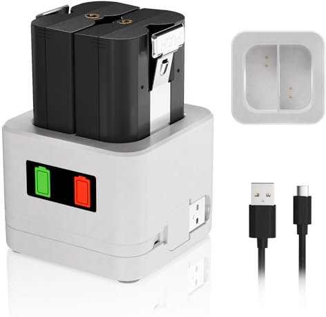 APOLLOENERGY 2 Pack Replacement for Ring Battery, 6040mAh Rechargeable Ring Camera Battery with Charger Station, White