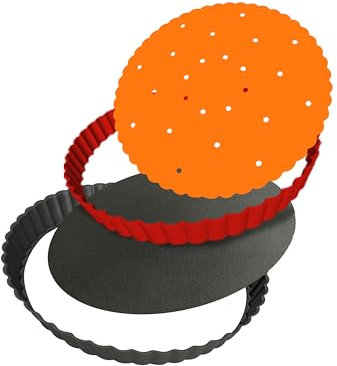 Patz&Patz Classic Fluted Tart Pan with Removable Bottom - 9 in. Nonstick Carbon Steel pie pan With Crust Shaper Ring and Silicone Pie Weight - for Pies, Tarts, and Quiche Baking Dish