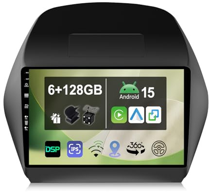 CADLEY [6G+128G] IPS 10.1 Android 15 Autoradio Für Hyundai Tucson IX35 2010-2015 mit navi Octa Core-[Eingebauter CarPlay/Android Auto/DSP/Mirror Link/GPS Navi/360 Camera/Bluetooth 5.0/WiFi/USB