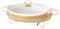 Folpus -Auflaufform, Chafing Dish, oval, mit Griffen, mit Ständer, transparenter Deckel, mit Glasdeckel, Speisetablett, Suppenterrine, Backform, 14 Inch