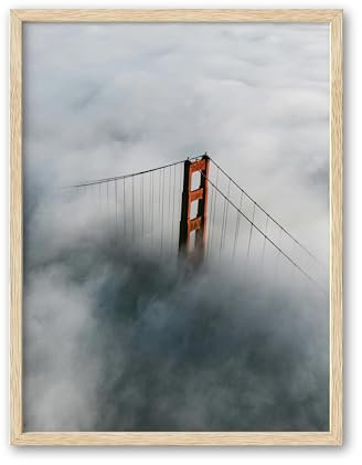 HesenDot Impression sur toile encadrée de 30,5 x 40,6 cm - Pont du Golden Gate Bridge de San Francisco - Décoration murale élégante pour salon, chambre à coucher, étude, maison, bureau, galerie - Lot
