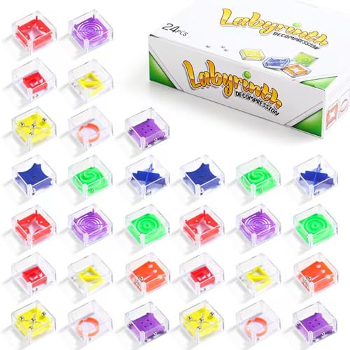 24 Stück Geduldsspiel Kinder, Geduldsspiele für Kinder, Geschicklichkeitsspiele Kugel, Kugel Labyrinth Spiel, Denkspiele, Knobelspiele, Mini Rätsel, Minispiele, Geschicklichkeitsspiel Set, Mini Spiele