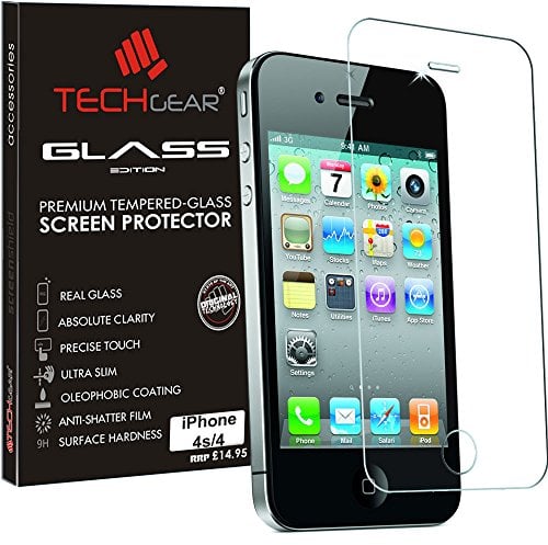 TECHGEAR GLASS Edition for iPhone 4s, iPhone 4 - Genuine Tempered Glass Screen Protector Guard Cover Compatible with Apple iPhone 4s, iPhone 4