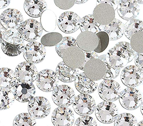 Jollin Cristal de Espalda Plano Vidrio pedrería Gemas de diamantes redondos Strass para decoración de uñas, SS30 288pcs, Cristal