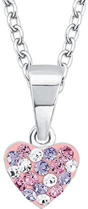 Prinzessin Lillifee Kinder-Kette mit Anhänger Herz 925 Silber rhodiniert Kristall mehrfarbig 38 cm - 2013171, Lila, Einheitsgröße