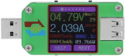 AiLi UM24C USB 2.0 Power Meter Tester USB Multimeter Color LCD Display Voltage Current Meter Voltmeter Amperimetro Battery Charge Measure Cable Resistance with Bluetooth