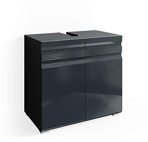 Vicco Waschbeckenunterschrank Fredd, Waschtischunterschrank, Anthrazit Hochglanz, 60 x 56 cm
