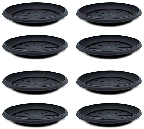 DARO DEKO Kunststoff Blumentopf Untersetzer 8 Stück - Ø 27cm anthrazit