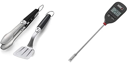 Weber 6645 - Kit 2 Accessori, Acciaio & 6750 - termometro Tascabile a Lettura istantanea, Nero, 3.2 x 10.8 x 5.0 cm