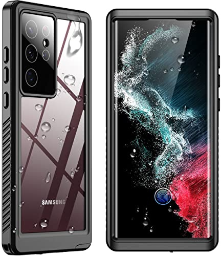 SPIDERCASE Designed for Samsung Galaxy S22 Ultra Case Waterproof, Built-in Screen Protector Full Protection Heavy Duty Shockproof Anti-Scratched Rugged Case, Black