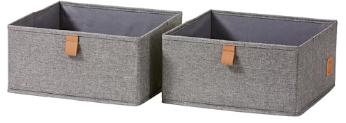LOVE IT STORE IT Premium Organizer per Cassetti e Armadio in Tessuto - Scatole Contenitore - Set da 2 - 30x30x15cm - Grigio Screziato