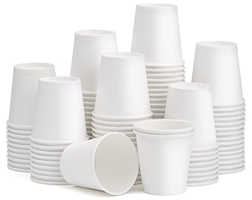 ENCHOL 100 Pack 3 oz Paper Cups, Disposable Bathroom Cups, Small Mouthwash Cups, Mini Espresso Cups, 3 oz Disposable Paper Cup for Party, Picnic, Office, and Travel (White)