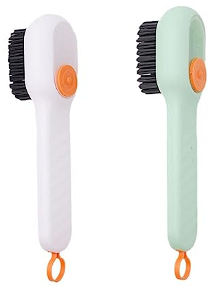 Shzj 2 PCS Multifunctional Shoe Brush with Liquid Box, Long Handle Automatic Liquid Adding Cleaning Brush - Household Soft Bristle Cleaning Brush, Clothes Tools