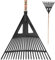 KOTARBAU® Laubrechen Kunststoff 430 mm Schwarz mit Stiel Laubbesen Kunststoff Laubharke Rächen Gartenrechen groß Laub Rechen Fächerbesen Laubbesen Gartenwerkzeug