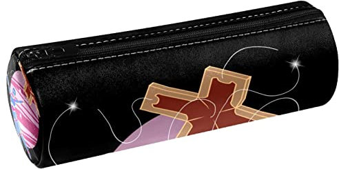 Broken Puppet Lederfass Stiftetui Münzbörse Kosmetiktasche für Studenten Schreibwaren Schule Büro Aufbewahrung