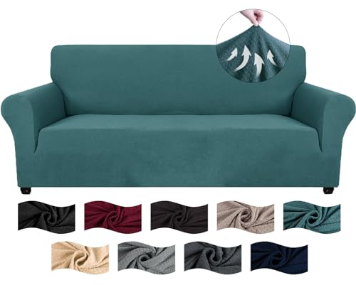 CYCMACO Copridivano 3 Posti Con Braccioli, Copridivani Elasticizzato Antiscivolo, Universale Moderno Copri Divano Antigraffio, Sofa Cover Antimacchia, Lavabile In Lavatrice, Turchese