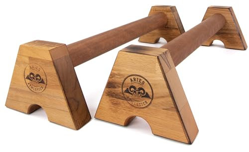 Aries Athletics Midletts Liegestützgriffe aus Holz mit extra langen Griffen für Calisthenics/Yoga/Krafttraining – Handmade in Germany – Nachhaltige Push Up Liegestütz Griffe - Sand