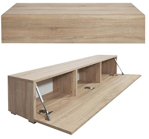Milionmeblicom Fernsehtisch Fernsehschrank TV Verdeckter Griff mit Soft-Close Lowboard Hängeschrank- Hängend Oder Stehend für Wohnzimmer -Sonoma-Eiche Matt 30x135x30 HxBxT
