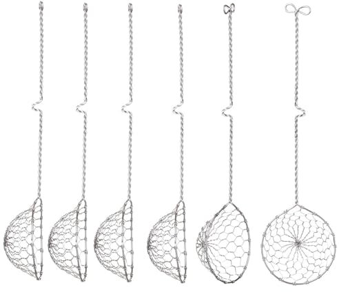 Goldyida Lot de 6 passoires de cuisine en acier inoxydable avec poignées - Passoire à fondue - Passoire à fondue - Passoire à fondue - Écumoire en acier inoxydable - Diamètre : 6,3 cm - Longueur : 23