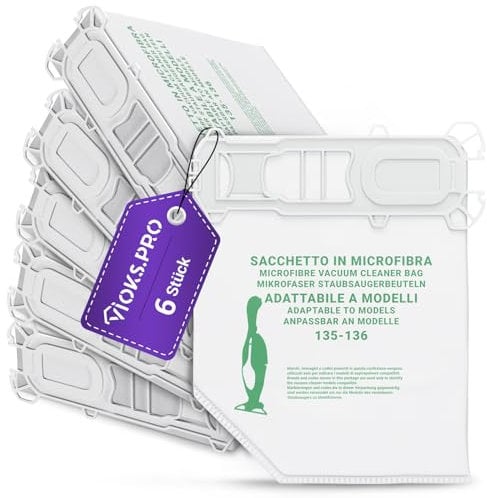 Viоks.pro 6 sacchetti di ricambio per aspirapolvere Vоrwerk 135/136 – Sacchetti per aspirapolvere per Vоrwerk VK 135 VK 136 – Vacuum Bags accessori per aspirapolvere Vоrwеrk con sacchetto