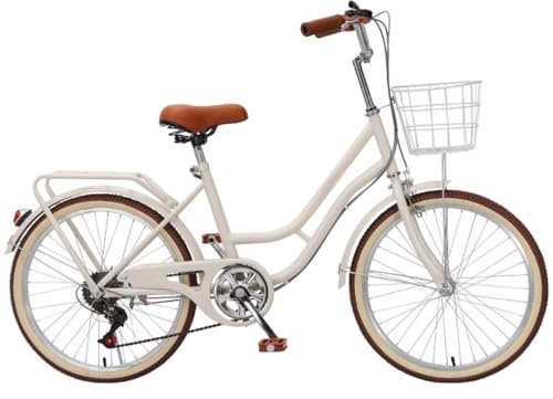City-Pendlerfahrrad für erwachsene Männer und Frauen,6-Gang-Hybridfahrrad,komplette Cruiser-Fahrräder für unterwegs,verstellbarer Lenker und Sattel,hinterer Gepäckträger,Vorder- und Hinterradbremsen