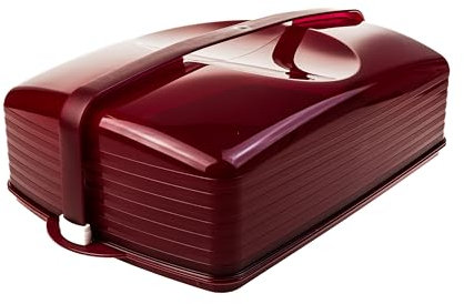Generisch TW XXL Super Bäcker extra breiter Kuchenbehälter Tortenbehälter bordeux rot