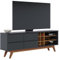 ACTUAL DIFFUSION Meuble TV 75 Pouces Noir et Chêne Pieds Bois 2 Portes 11 Niches L 180 H 64.2 P 36.5 cm