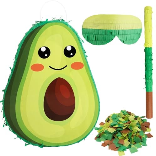 Avocado-Piñata mit Augenbinde, Fledermaus-Konfetti für Babyparty, Fiesta, Taco, Dienstagsparty, mexikanische Motto-Party-Dekorationen